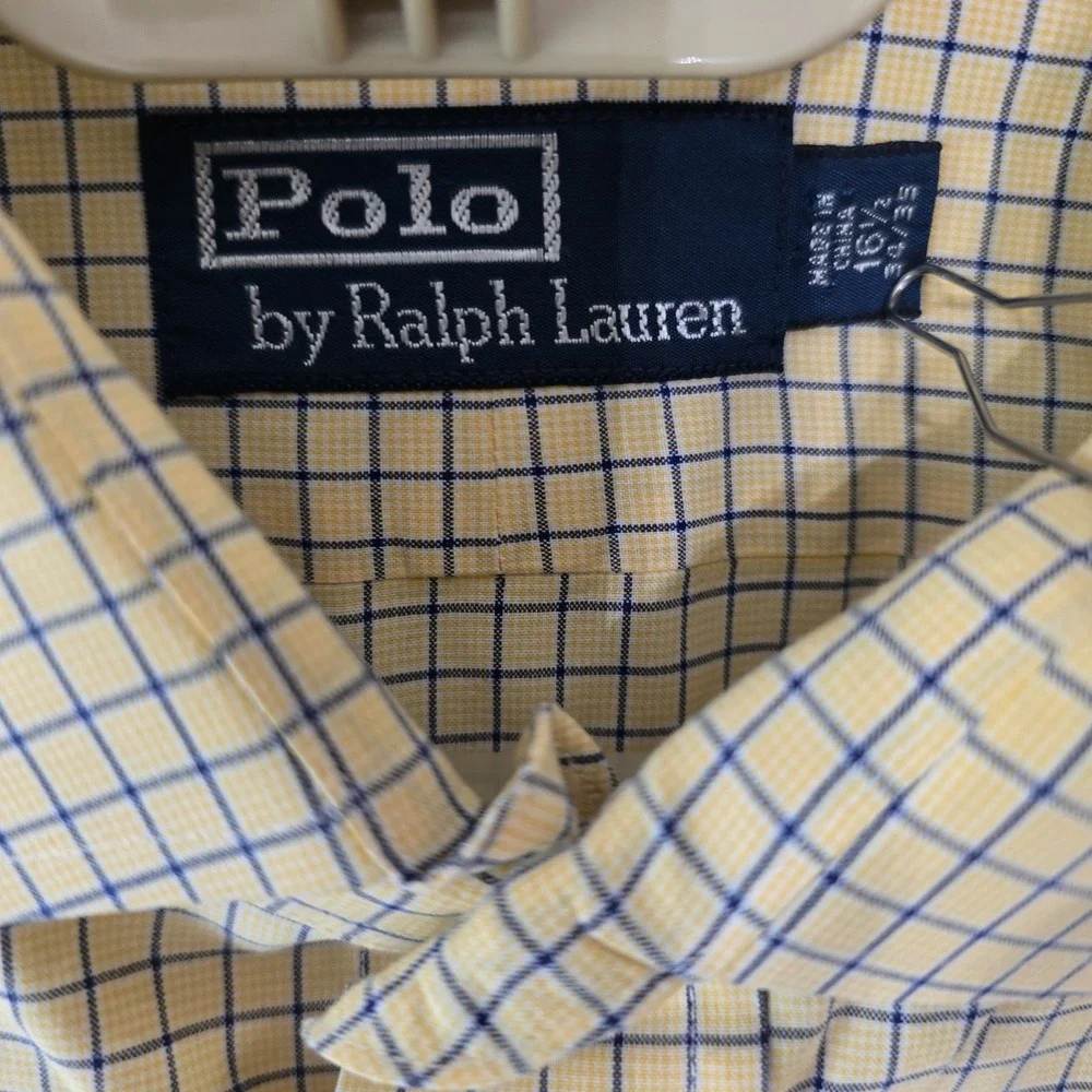 Polo Ralph Lauren  Classic‎ Fit Yellow Gingham Dress Shirt Preppy  16½